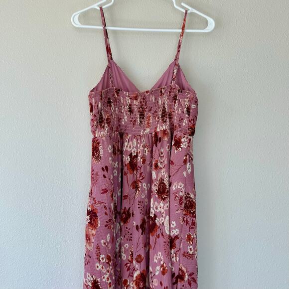 New Eye Shadow floral asymmetric hem twist babydoll empire waist sundress pink M - Picture 8 of 14